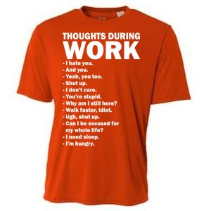 Thoughts During Work Funny Cooling Performance Crew T-Shirt