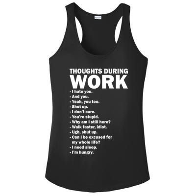 Thoughts During Work Funny Ladies PosiCharge Competitor Racerback Tank