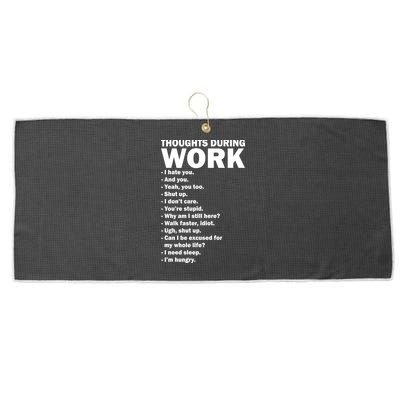 Thoughts During Work Funny Large Microfiber Waffle Golf Towel