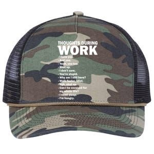 Thoughts During Work Funny Retro Rope Trucker Hat Cap