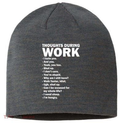 Thoughts During Work Funny Sustainable Beanie