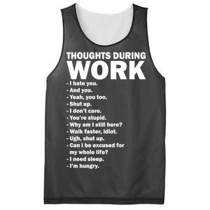 Thoughts During Work Funny Mesh Reversible Basketball Jersey Tank