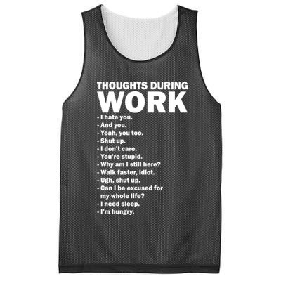 Thoughts During Work Funny Mesh Reversible Basketball Jersey Tank