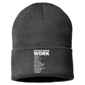 Thoughts During Work Funny Sustainable Knit Beanie