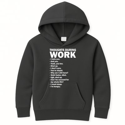 Thoughts During Work Funny Kids Hoodie