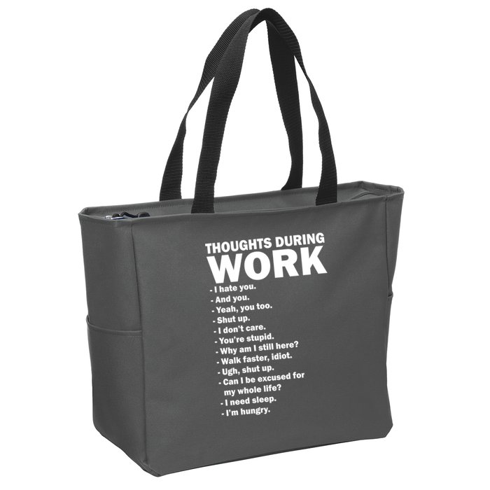 Thoughts During Work Funny Zip Tote Bag