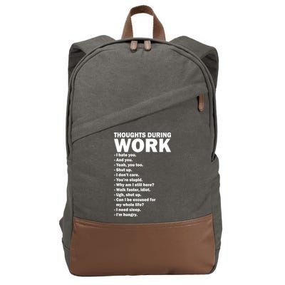 Thoughts During Work Funny Cotton Canvas Backpack