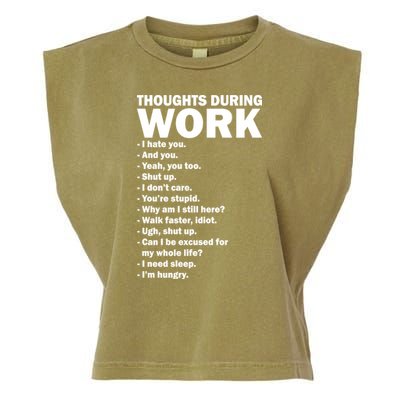 Thoughts During Work Funny Garment-Dyed Women's Muscle Tee