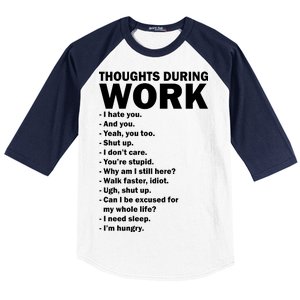 Thoughts During Work Funny Baseball Sleeve Shirt