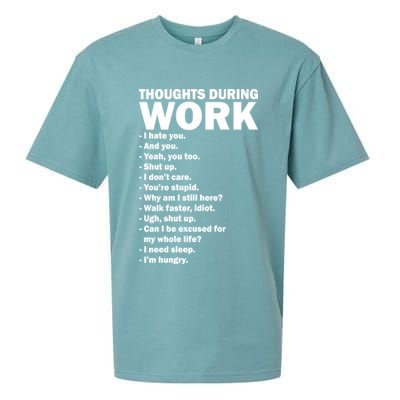 Thoughts During Work Funny Sueded Cloud Jersey T-Shirt