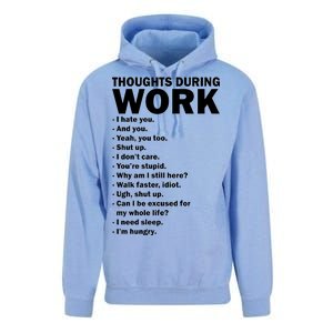 Thoughts During Work Funny Unisex Surf Hoodie