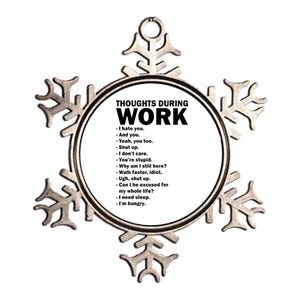 Thoughts During Work Funny Metallic Star Ornament