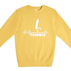 Tennis Heartbeat Pulse Tennis Player Athlete Premium Crewneck Sweatshirt