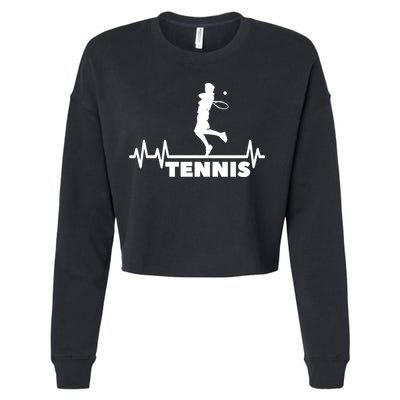 Tennis Heartbeat Pulse Tennis Player Athlete Cropped Pullover Crew
