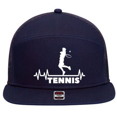 Tennis Heartbeat Pulse Tennis Player Athlete 7 Panel Mesh Trucker Snapback Hat