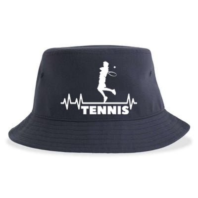 Tennis Heartbeat Pulse Tennis Player Athlete Sustainable Bucket Hat