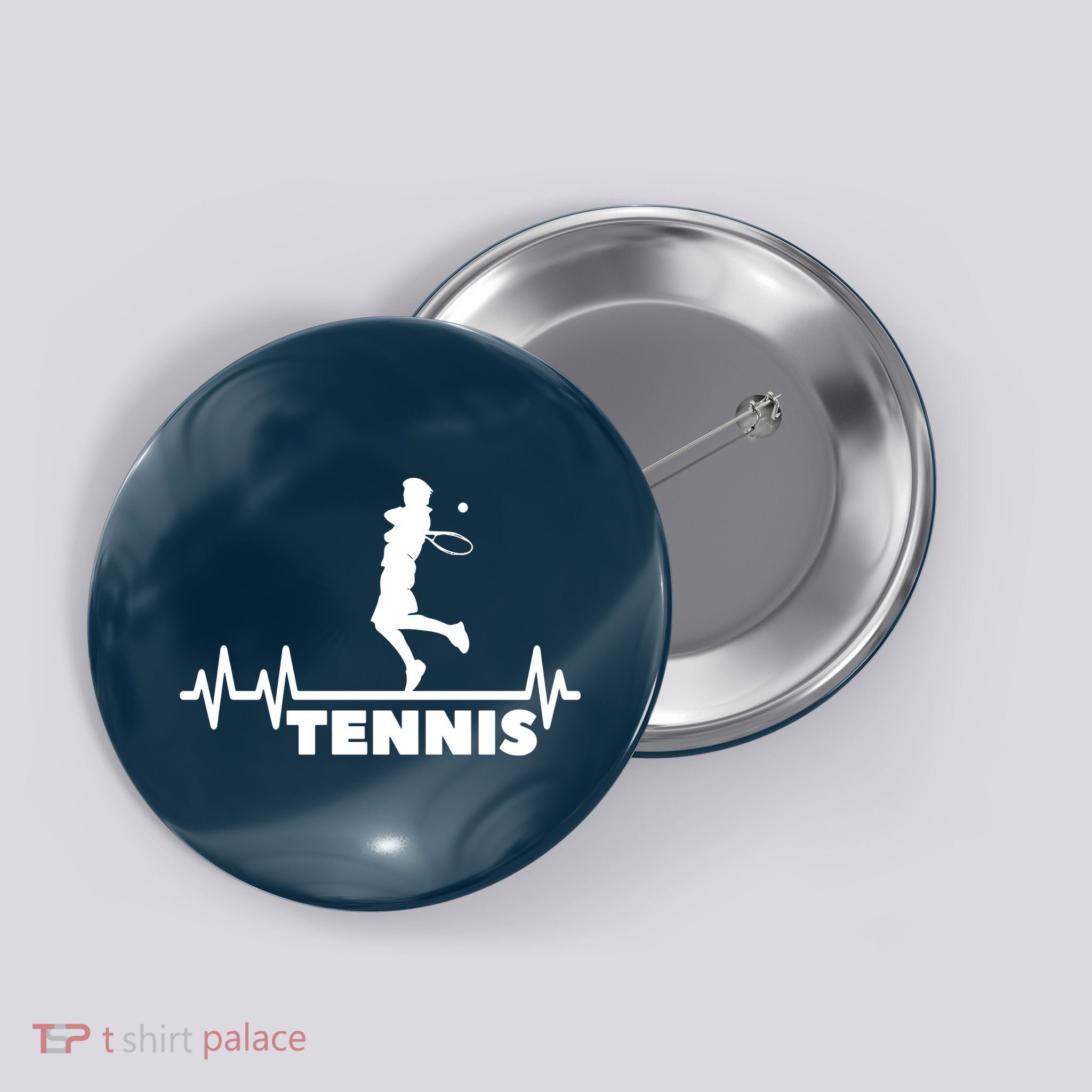 Tennis Heartbeat Pulse Tennis Player Athlete Button