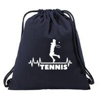 Tennis Heartbeat Pulse Tennis Player Athlete Drawstring Bag