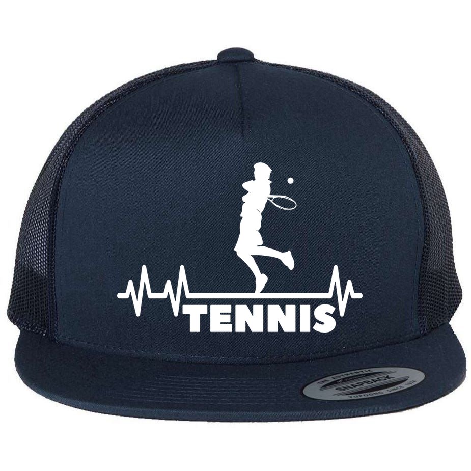 Tennis Heartbeat Pulse Tennis Player Athlete Flat Bill Trucker Hat
