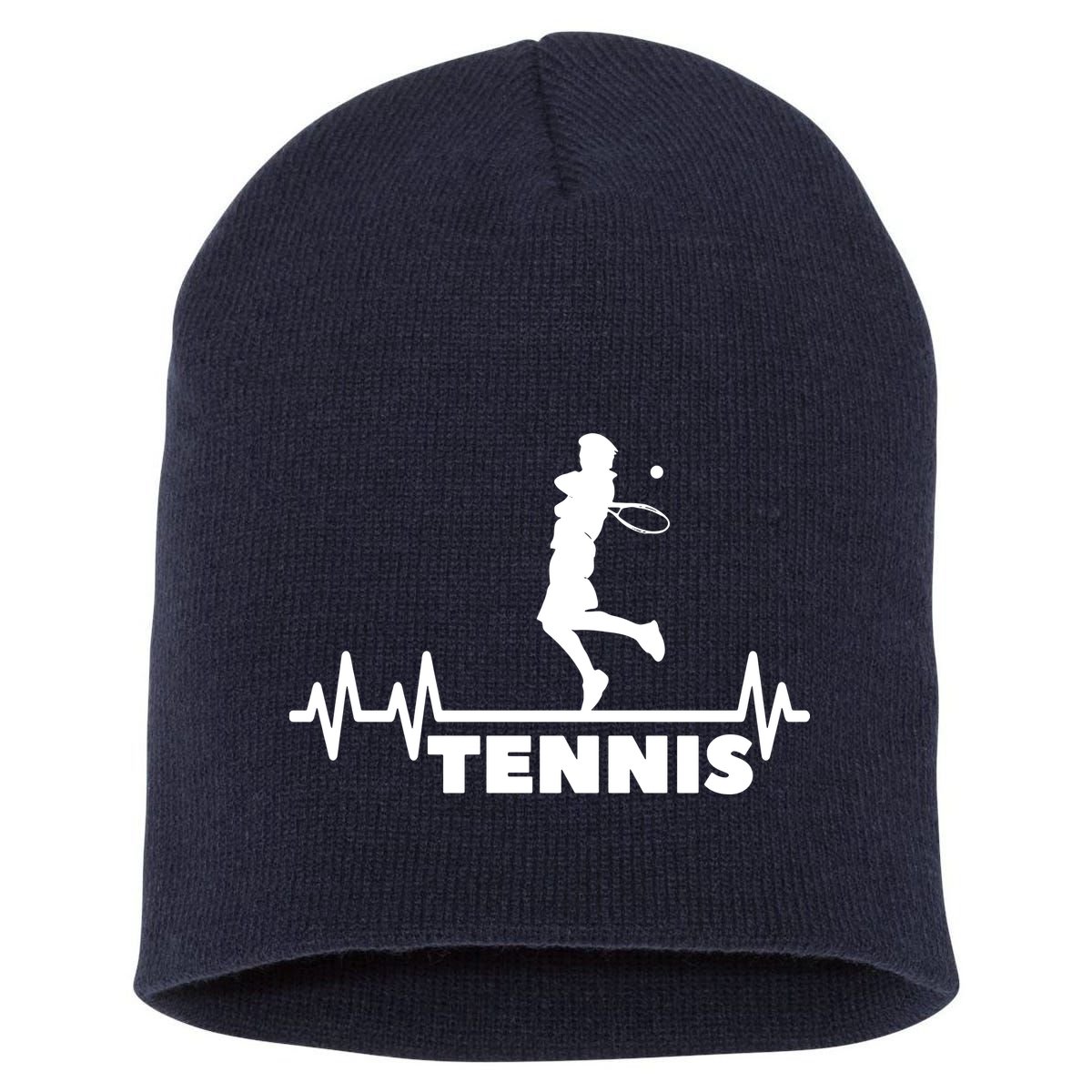 Tennis Heartbeat Pulse Tennis Player Athlete Short Acrylic Beanie