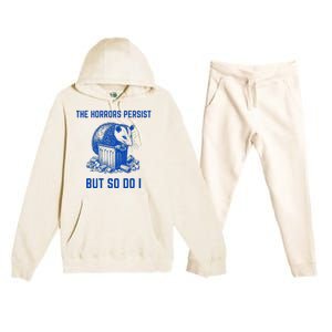 The Horrors Persist But So Do I Funny Opossum Premium Hooded Sweatsuit Set