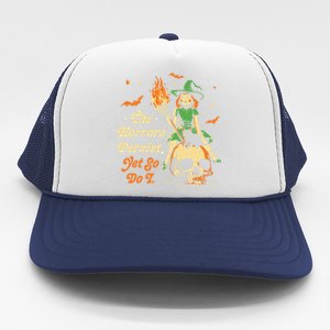 The Horrors Persist Yet So Do I Funny Halloween Gift Trucker Hat