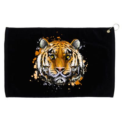 Tiger Head Portrait Grommeted Golf Towel