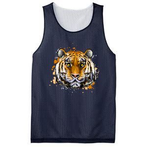 Tiger Head Portrait Mesh Reversible Basketball Jersey Tank