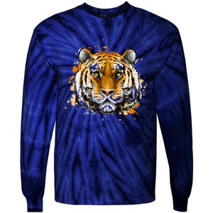 Tiger Head Portrait Tie-Dye Long Sleeve Shirt