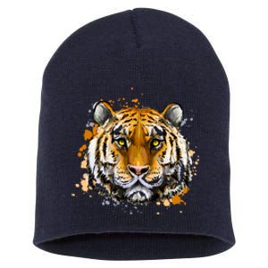 Tiger Head Portrait Short Acrylic Beanie