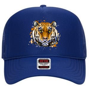 Tiger Head Portrait High Crown Mesh Back Trucker Hat