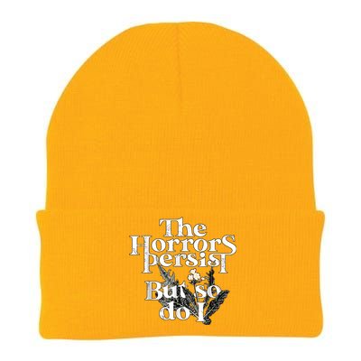 The Horrors Persist But So Do I Humor Flower Funny Knit Cap Winter Beanie