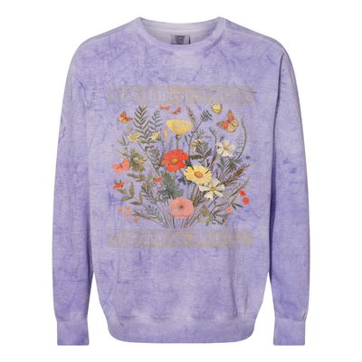 The Horrors Persist But So Do I Humor Funny Flower Design Colorblast Crewneck Sweatshirt