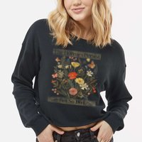 The Horrors Persist But So Do I Humor Funny Flower Design Cropped Pullover Crew