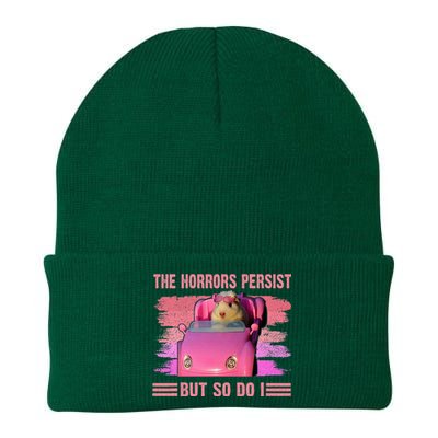 The Horrors Persist But So Do I Hamster Lover Halloween Knit Cap Winter Beanie