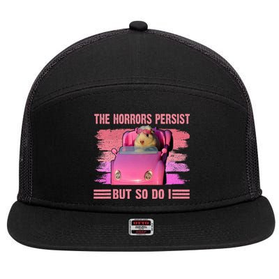 The Horrors Persist But So Do I Hamster Lover Halloween 7 Panel Mesh Trucker Snapback Hat