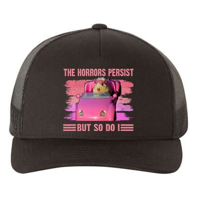 The Horrors Persist But So Do I Hamster Lover Halloween Yupoong Adult 5-Panel Trucker Hat