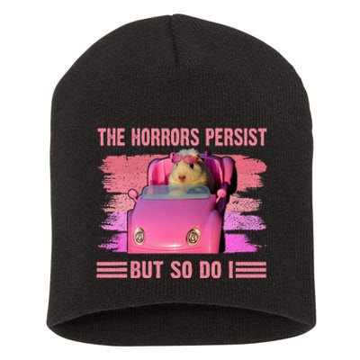 The Horrors Persist But So Do I Hamster Lover Halloween Short Acrylic Beanie