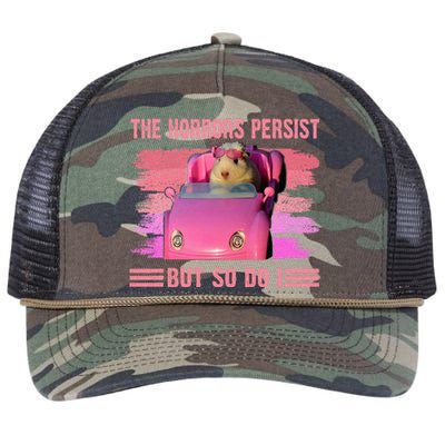 The Horrors Persist But So Do I Hamster Lover Halloween Retro Rope Trucker Hat Cap