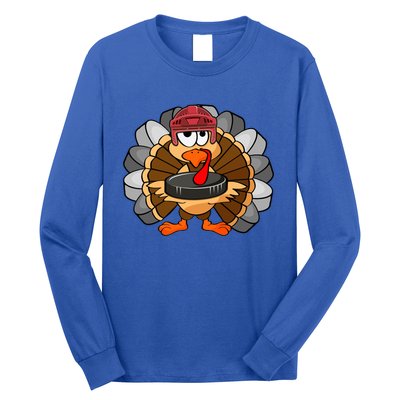 Turkey Hockey Player Sport Thanksgiving Day Gift Long Sleeve Shirt