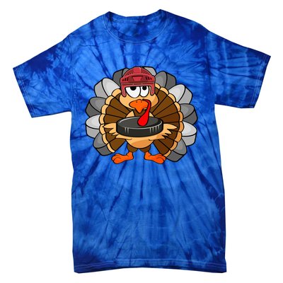 Turkey Hockey Player Sport Thanksgiving Day Gift Tie-Dye T-Shirt