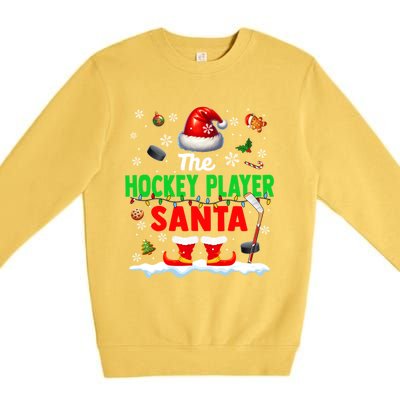 The Hockey Player Santa Christmas Team Matching Funny Party Funny Gift Premium Crewneck Sweatshirt