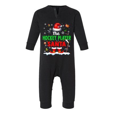 The Hockey Player Santa Christmas Team Matching Funny Party Funny Gift Infant Fleece One Piece