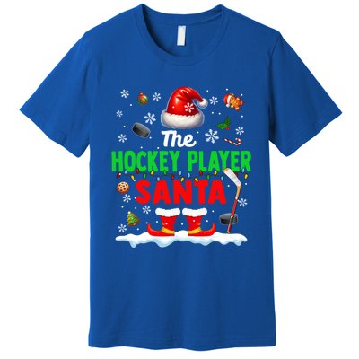 The Hockey Player Santa Christmas Team Matching Funny Party Funny Gift Premium T-Shirt