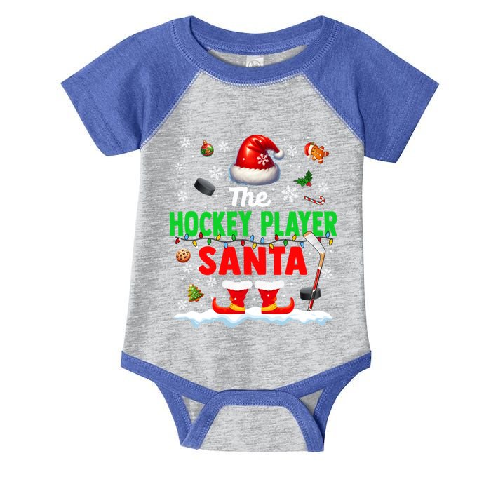 The Hockey Player Santa Christmas Team Matching Funny Party Funny Gift Infant Baby Jersey Bodysuit