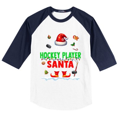 The Hockey Player Santa Christmas Team Matching Funny Party Funny Gift Baseball Sleeve Shirt