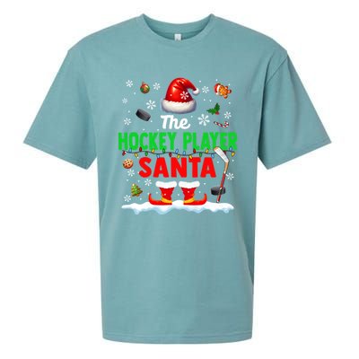 The Hockey Player Santa Christmas Team Matching Funny Party Funny Gift Sueded Cloud Jersey T-Shirt