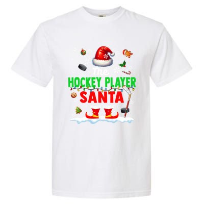 The Hockey Player Santa Christmas Team Matching Funny Party Funny Gift Garment-Dyed Heavyweight T-Shirt