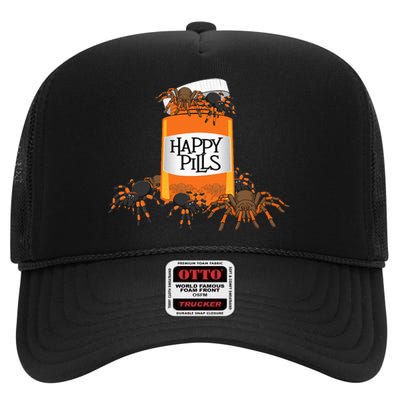 Tarantula Happy Pills Arthropod Arachnid Arachnophile High Crown Mesh Back Trucker Hat