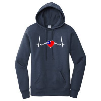 Taiwan Heartbeat Proud Taiwanese Flag Cool Gift Women's Pullover Hoodie